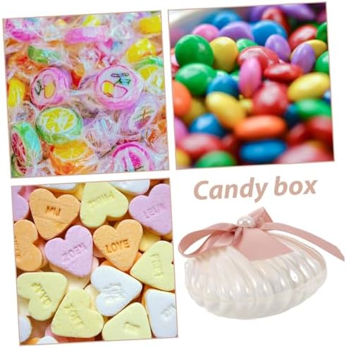 PRETYZOOM 12pcs Seashell Candy Boxes with Ribbons for Weddings and Parties
