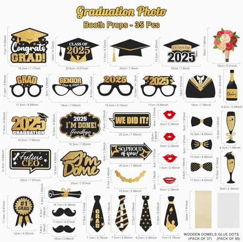 2025 Graduation Photo Booth Props Set - 35 Pcs