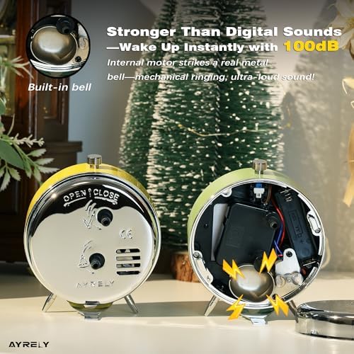 AYRELY 4 Inch Loud Analog Alarm Clock with Retro Design
