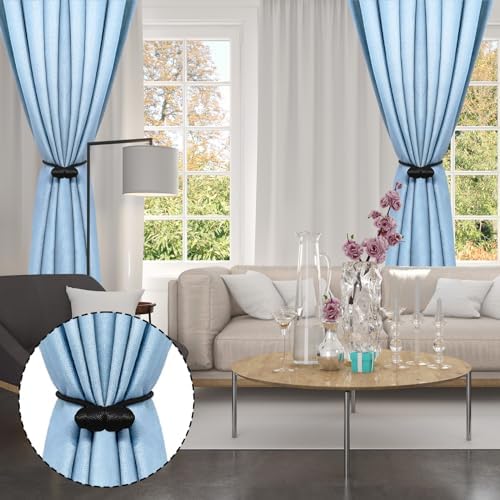 Tifanso Black Magnetic Curtain Holdbacks - 4pcs