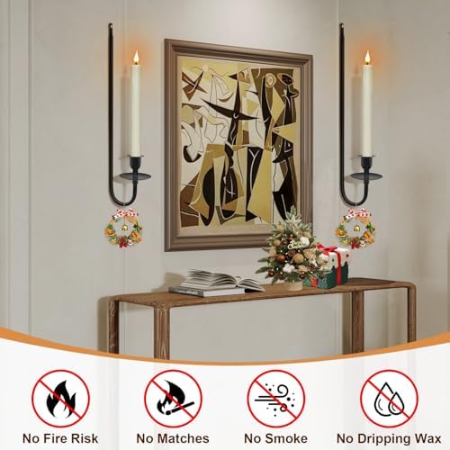 Elegant Black Wall Candle Holder Set with Remote Control
