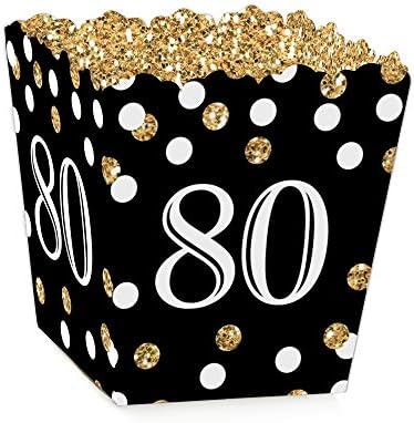 Big Dot of Happiness 80th Birthday Gold Candy Boxes - Set of 12