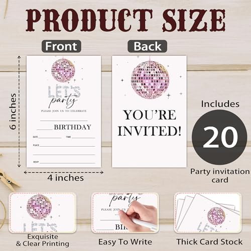 Geuro Disco Birthday Party Invitation Cards
