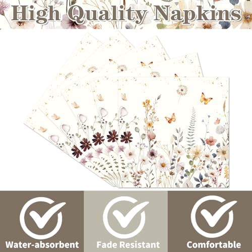 Fall Floral Napkins 50PCS Disposable Autumn Party Decor