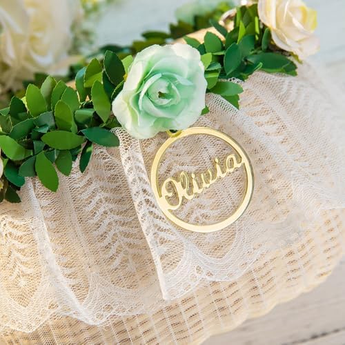 Personalized Wedding Flower Girl Basket with Pearl Handle