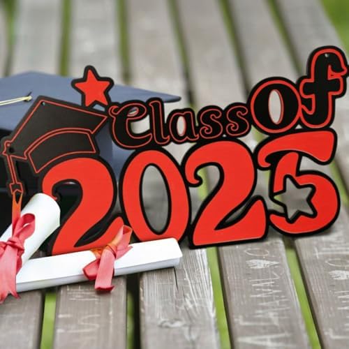 Class of 2025 Wooden Sign with Red Design