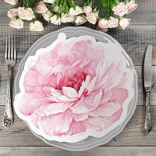 Kosiz 100 Pcs Pink Peony Flower Shaped Napkins