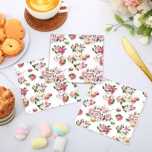 Colarr 100 Pcs Floral Tea Cup Napkins for Parties