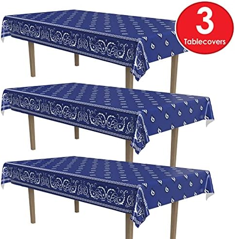 Beistle Blue Bandana Tablecovers 54x108 3 Pack