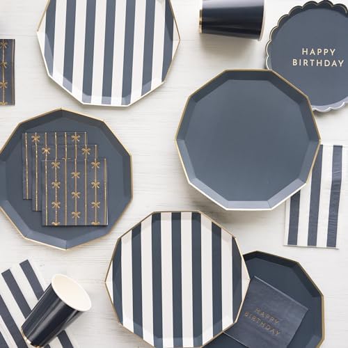 Bonjour Fete Navy Blue Cabana Stripe Paper Plates 1075 D