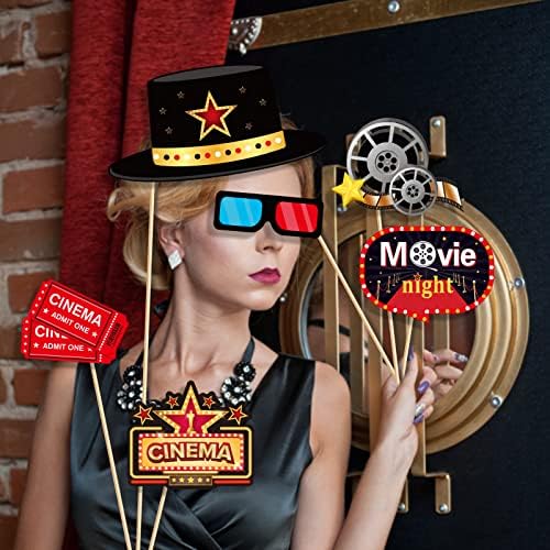 25 Pcs Movie Theme Photo Booth Props with Sticks