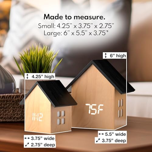 Driini Digital House Alarm Clock with Temperature Display - Light Wood Finish