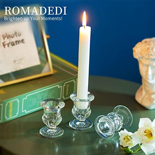 20 Pcs Clear Glass Candlestick Holders for Wedding and Party