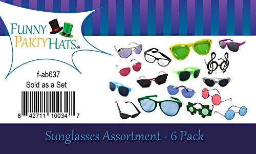 Funny Party Hats Sunglasses for Kids 6 Pack