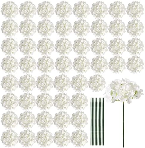 64 PCS Artificial Hydrangea Flowers Ivory