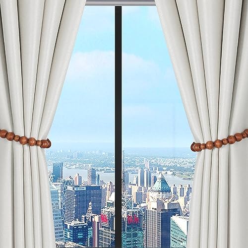 OCIOLI 2 Piece Wood Bead Curtain Tiebacks with Hooks
