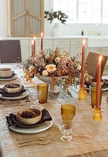 Vixdonos Taper Glass Candlestick Holders 3 Pcs Amber