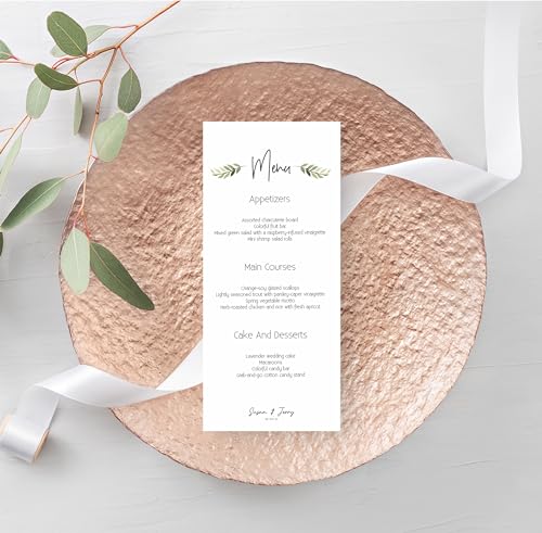 Personalized Printed Wedding Menu Set of 25 Made in USA