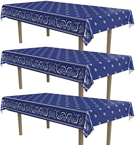 Beistle Blue Bandana Tablecovers 54x108 3 Pack