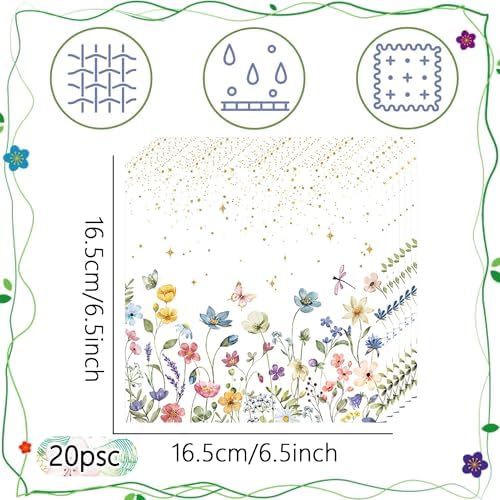 20PCS Floral Napkins for Wedding and Party Decorations