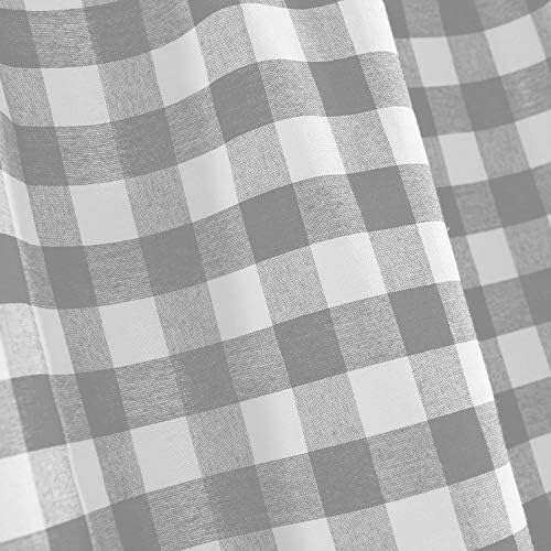 Farmhouse Curtains Buffalo Plaid Gathered Swags Gray 72x63