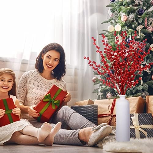 WILLBOND Artificial Red Berry Stems 216 Inch Christmas Decor