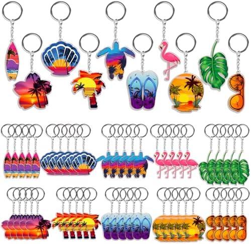 50 Pcs Acrylic Summer Beach Keychains Bulk Gifts