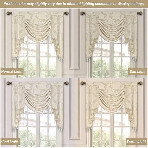 Loom and Mill Beige Jacquard Waterfall Valance 39 Inch 1 Panel