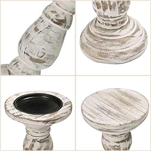 Yorkmills Pillar Candle Holder Set of 3 White Wood
