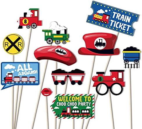 25 Pc Train Photo Booth Props for Parties and Events