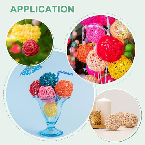 12-Pack White Wicker Rattan Balls 40mm Decorative Orbs