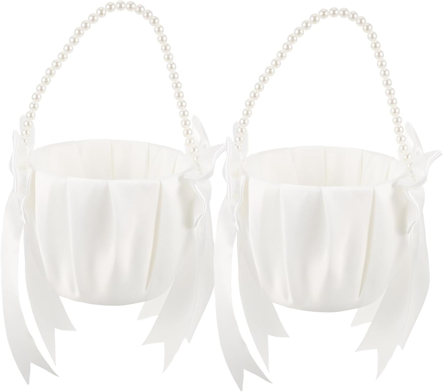 LIFKOME 2pcs Wedding Petal Baskets with Pearl Handles