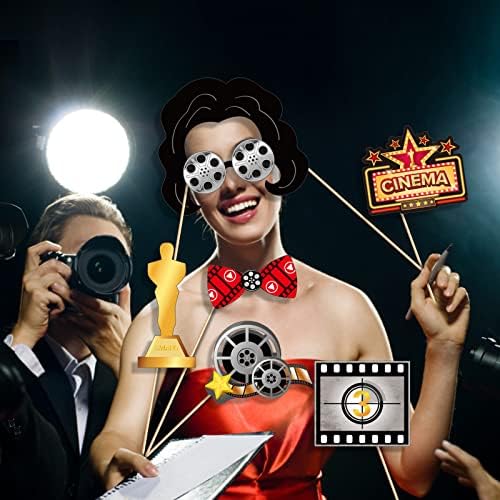 25 Pcs Movie Theme Photo Booth Props with Sticks