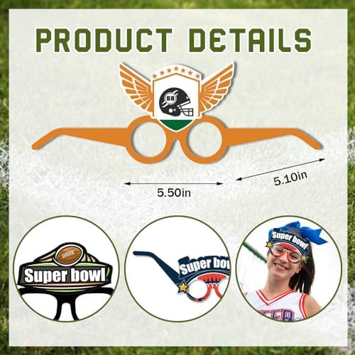 12 Pack Super Bowl Football Paper Eyeglasses