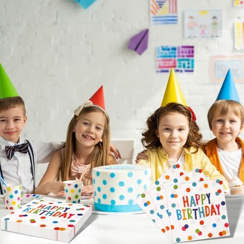 Happy Birthday Polka Dot Napkins 65x65 Inches 50 Pack