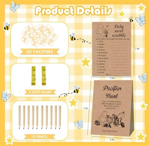 Winnie Baby Shower Game Set with 9 Activities