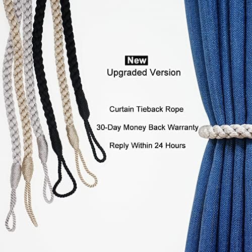 HIASTRA Curtain Tiebacks Ropes 2pcs Grey Handmade Holdbacks