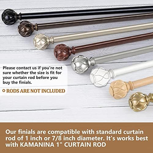 KAMANINA Netted Texture Finials for Curtain Rods 2pcs Antique Silver