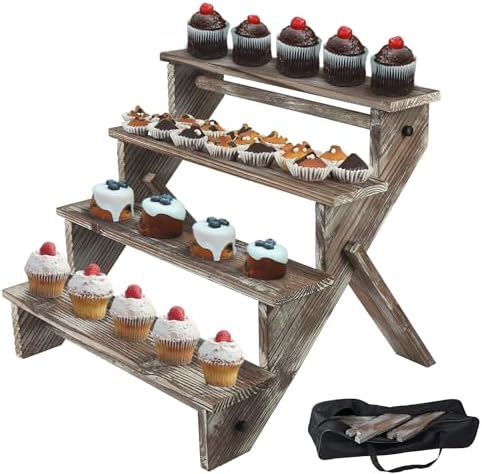 J Jackcube Design 4 Tier Rustic Wood Display Stand
