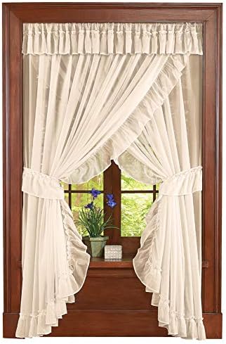 Isabella Ruffled Sheer Window Curtain Set Cream