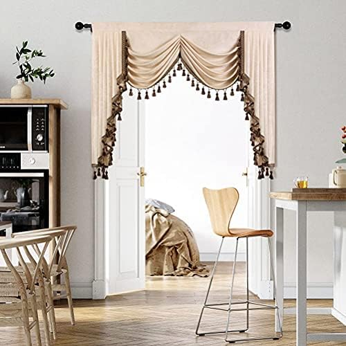 ELKCA Beige Chenille Valance for Living Room and Bedroom