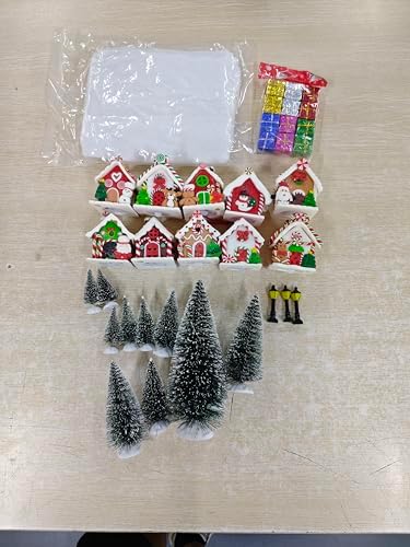 Shappy 48 Pcs Christmas Village Set with LED Lights and Trees