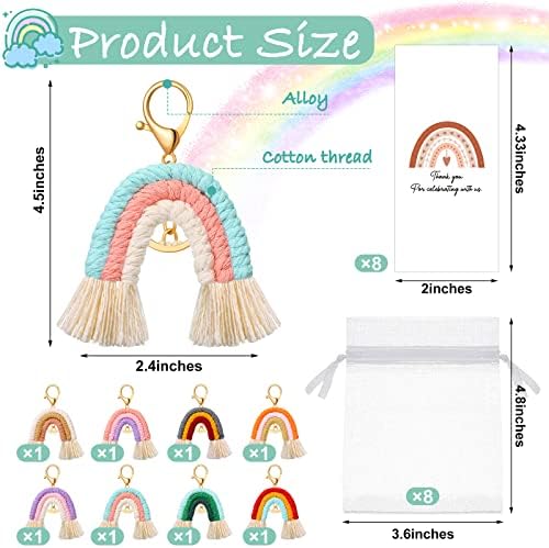 Nosiny Mini Rainbow Macrame Keychains 8 Set