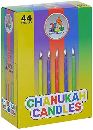 Ner Mitzvah Hanukkah Menorah with Candles and Dreidels