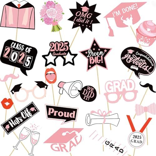 24Pcs 2025 Graduation Photo Booth Props