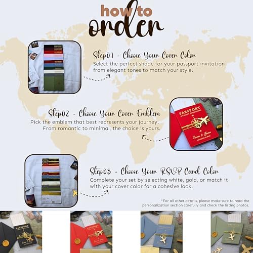 Custom Wedding Invitation Set with Wax Seal - Passport Style
