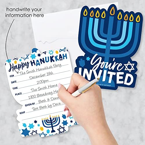 Big Dot of Happiness Hanukkah Menorah Invitation Set of 12