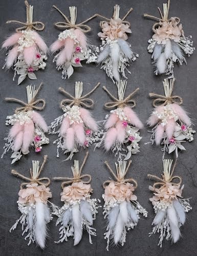 Mini Dried Flower Bouquet Set 12pcs Pink
