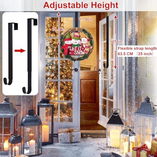 Adjustable Wreath Hanger for Front Door and Hooks Organizer