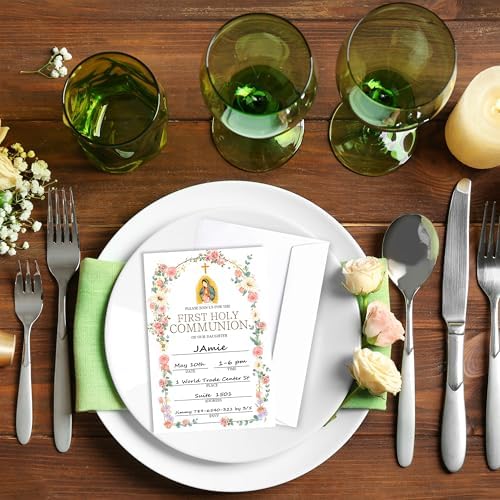 Baptism Invitations Set With Envelopes - 25 Cards